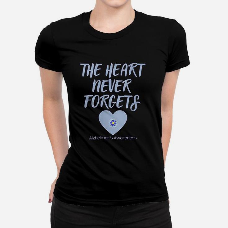 Alzheimers Awareness Heart Never Forgets Support Women T-shirt