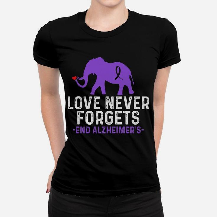 Alzheimers Awareness Love Never Forgets End Alzheimer's Women T-shirt