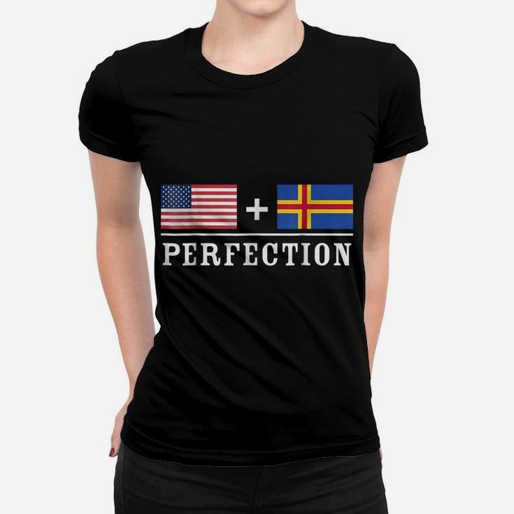 American  Aland  Perfection Usa And Aland Flags Women T-shirt