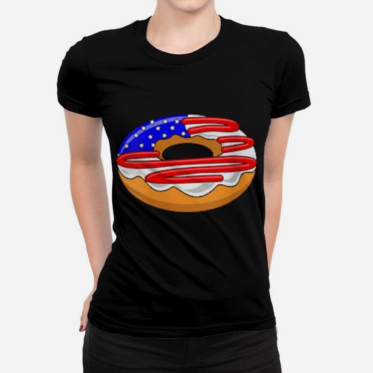American Flag 4Th Of July Donut Women T-shirt