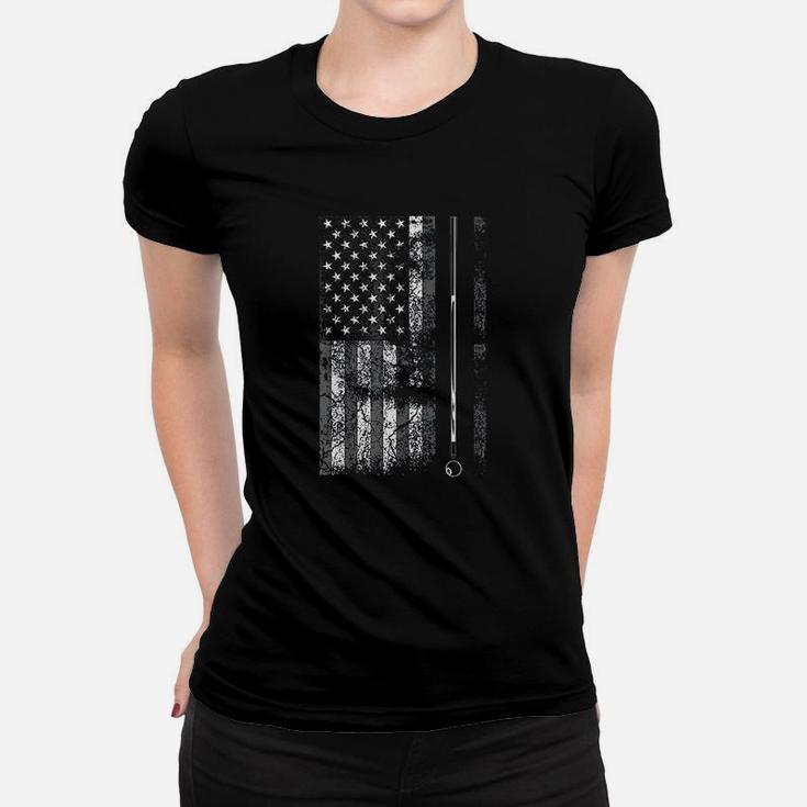 American Flag Billiard Stick Cute Table Game Funny Usa Gift Women T-shirt