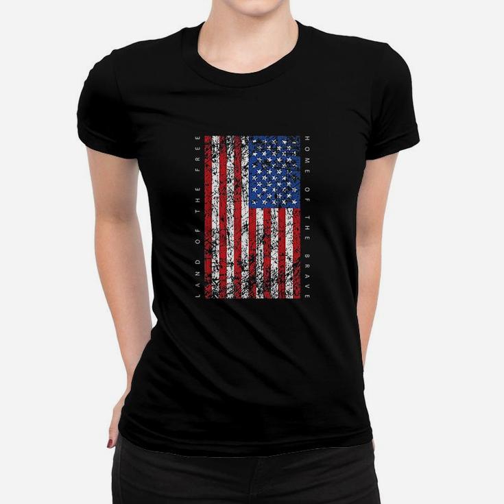 American Flag Land Of The Free Home Of The Brave Women T-shirt