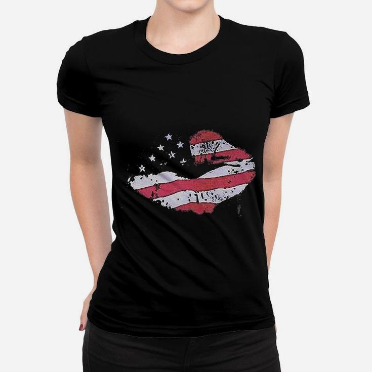 American Flag Lips Women T-shirt