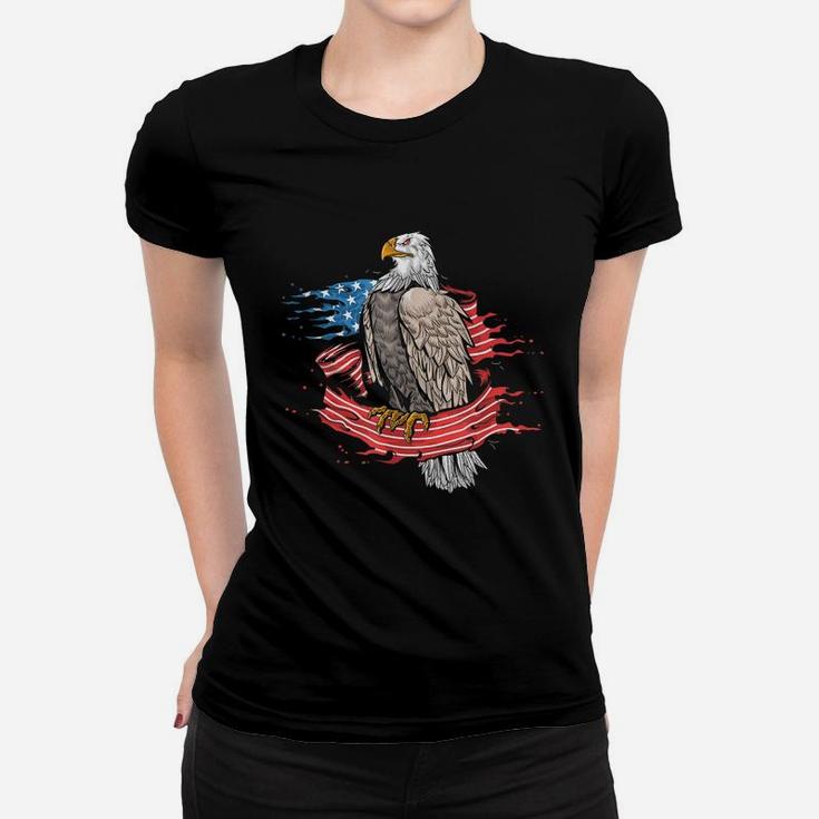 American Freedom Eagle Cross Flag Military Army Women T-shirt