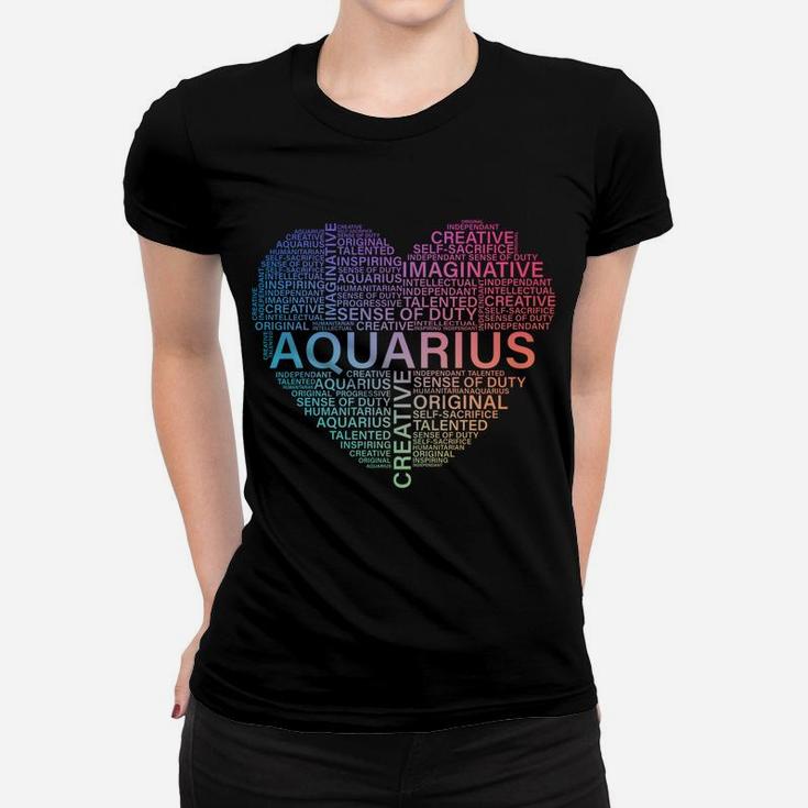 Aquarius Heart Birthday Astrology Zodiac Sign Women Men Women T-shirt