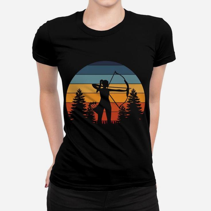 Archery Girl, Archer Bow, Vintage Retro Sunset, Nice Woman Women T-shirt