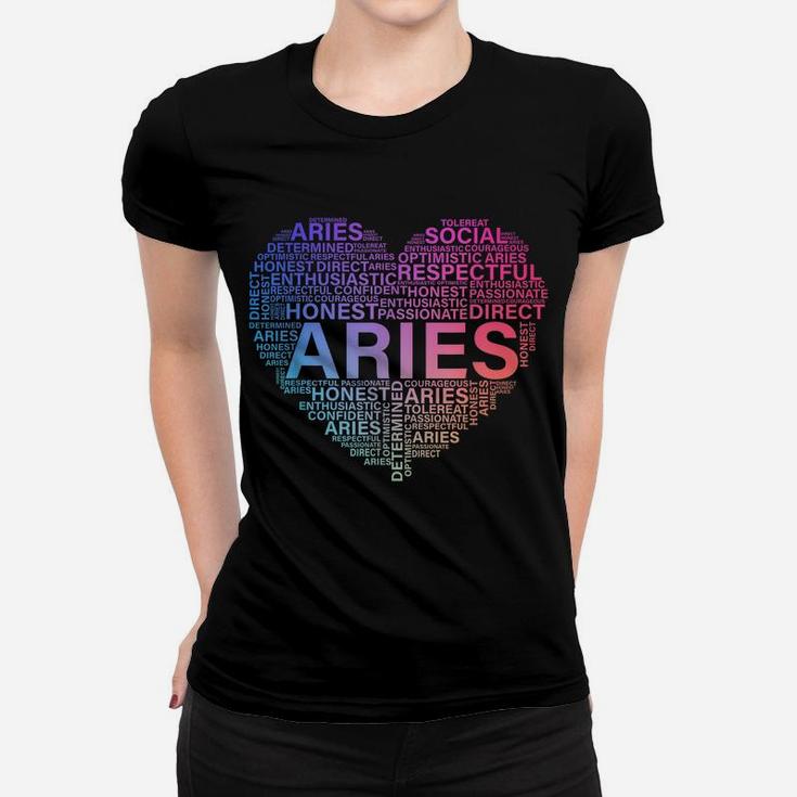 Aries Heart Birthday Astrology Zodiac Sign Women Men Women T-shirt
