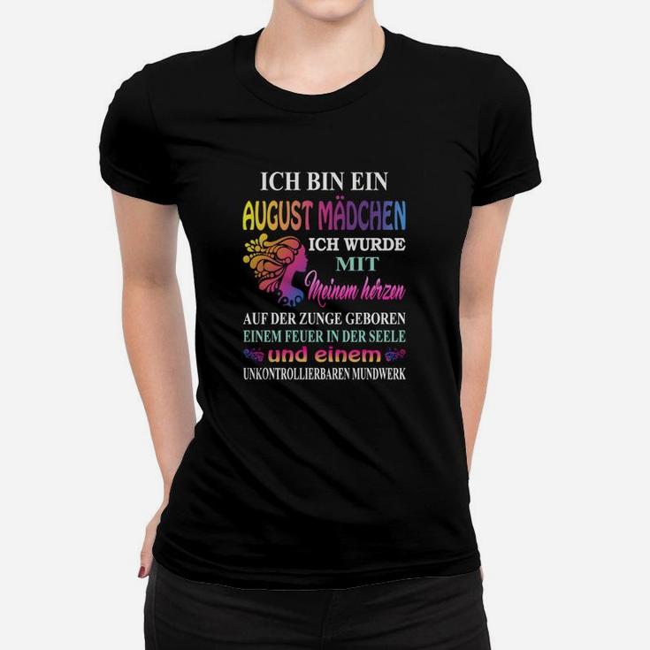 August Mädchen Geburtstags-Frauen Tshirt, Spruch und Herz-Design