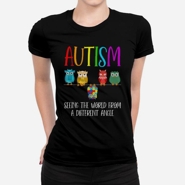 Autism Awareness Cute Owl Color Puzzles Autism Women T-shirt