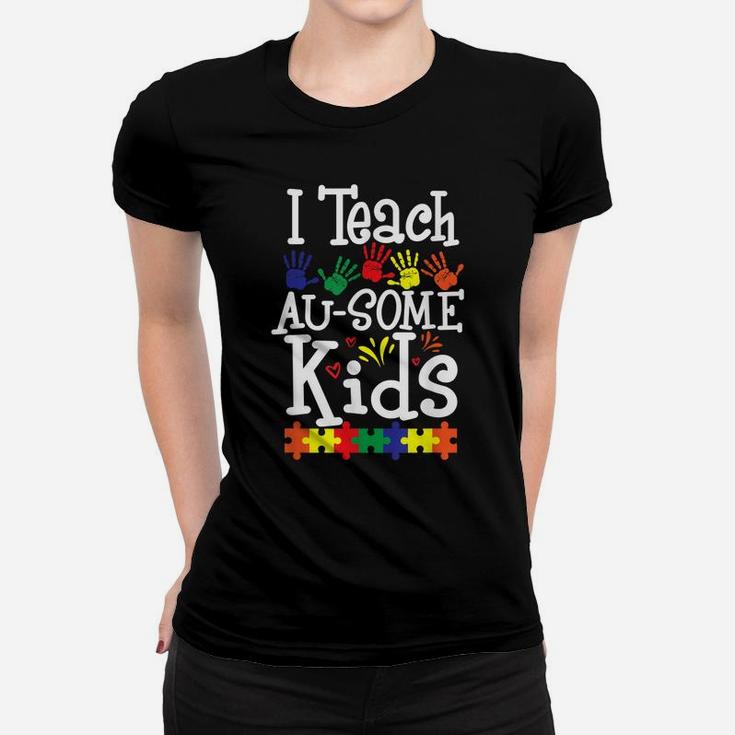Autism Teacher Puzzle Piece Students Womens Autistic Teach Women T-shirt