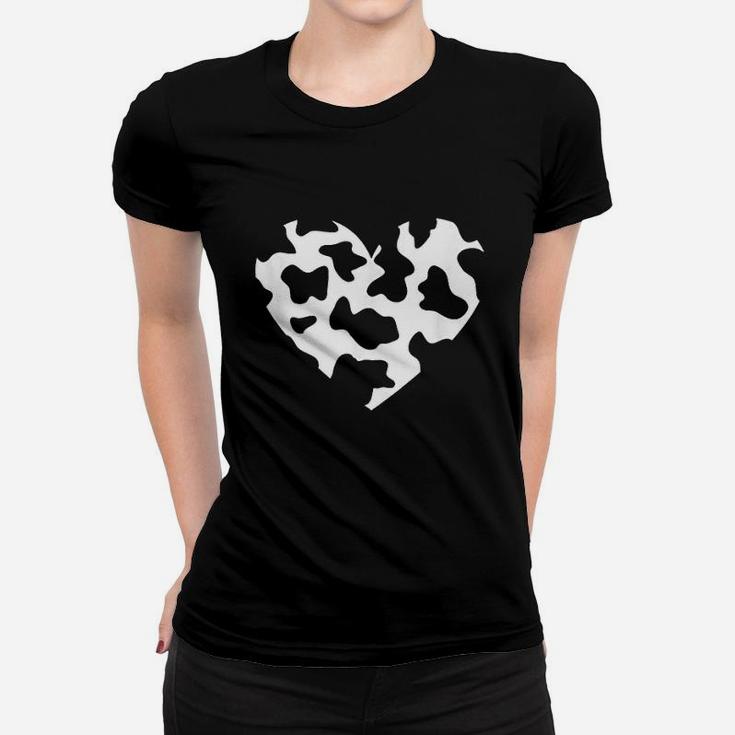 Awesome Cow Print Black N White Print Heart Women T-shirt
