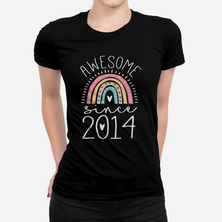 Awesome Since 2014 7Th Birthday Rainbow Gifts Born In 2014 Women T-shirt