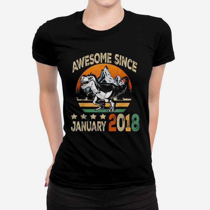 Awesome Since January 2018 Dinosaur 3Rd Birthday Gift Boy Women T-shirt