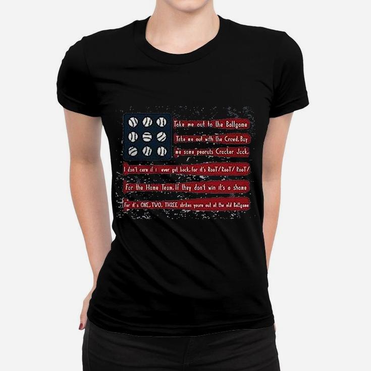 Baseball  American Flag Women T-shirt
