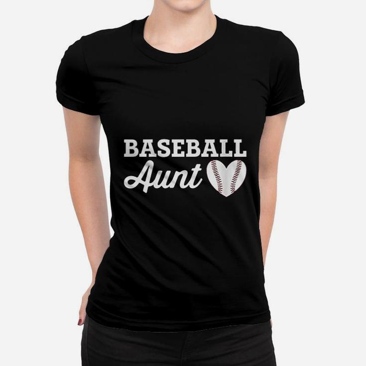 Baseball Aunt Love Heart Baseball Sports Women T-shirt