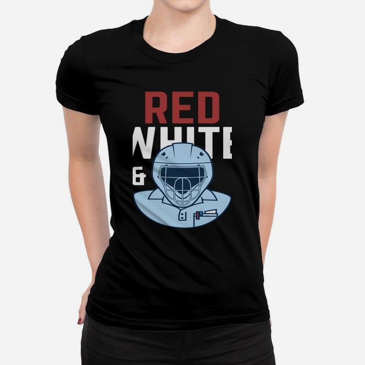 Baseball Umpire Red White Blue Usa America Hoodie Women T-shirt