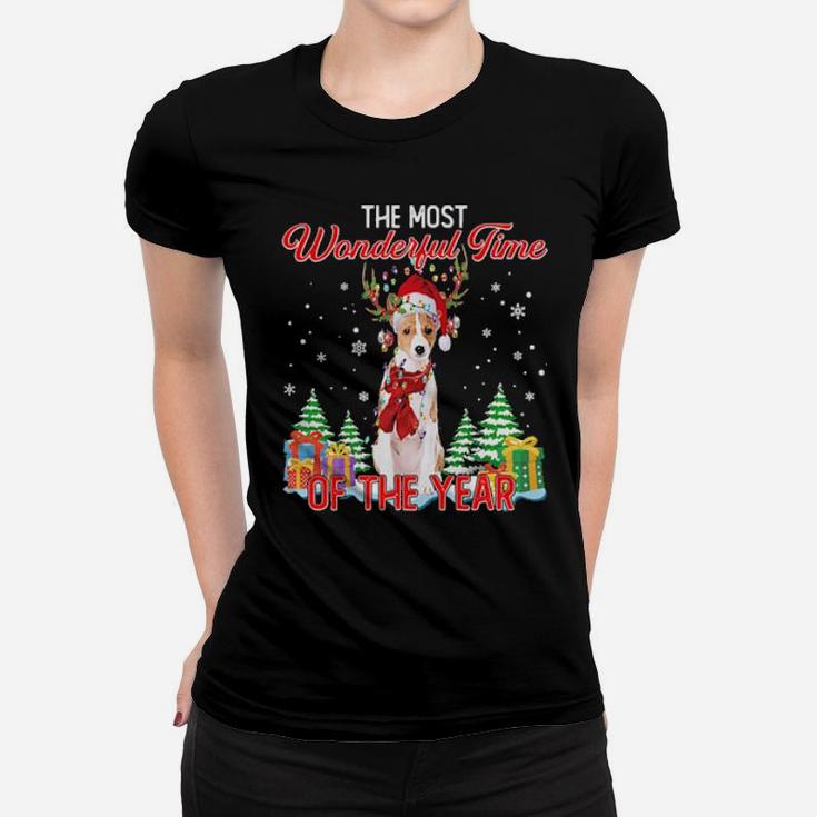 Basenji Santa The Most Wonderful Time Of The Year Women T-shirt