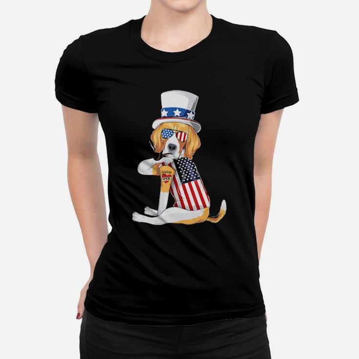 Beagle Dog Merica 4Th Of July Usa American Flag Men Women Women T-shirt