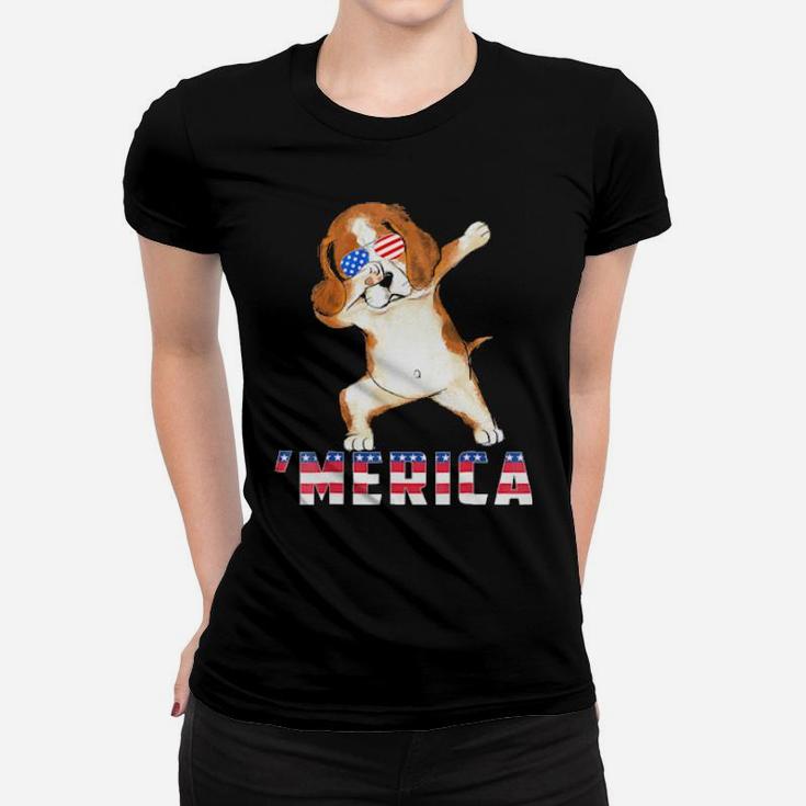 Beagle Merica 4Th Of July   Dog Lover Gift Women T-shirt