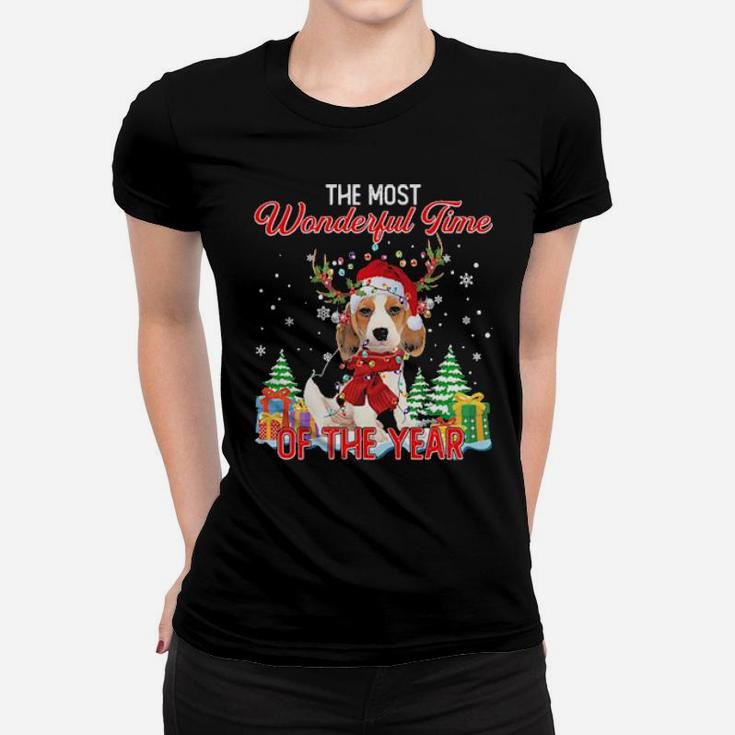 Beagle Santa The Most Wonderful Time Of The Year Women T-shirt