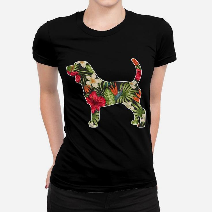 Beagle Summer Dog Lover Tropical Floral Print Flower Men Women T-shirt