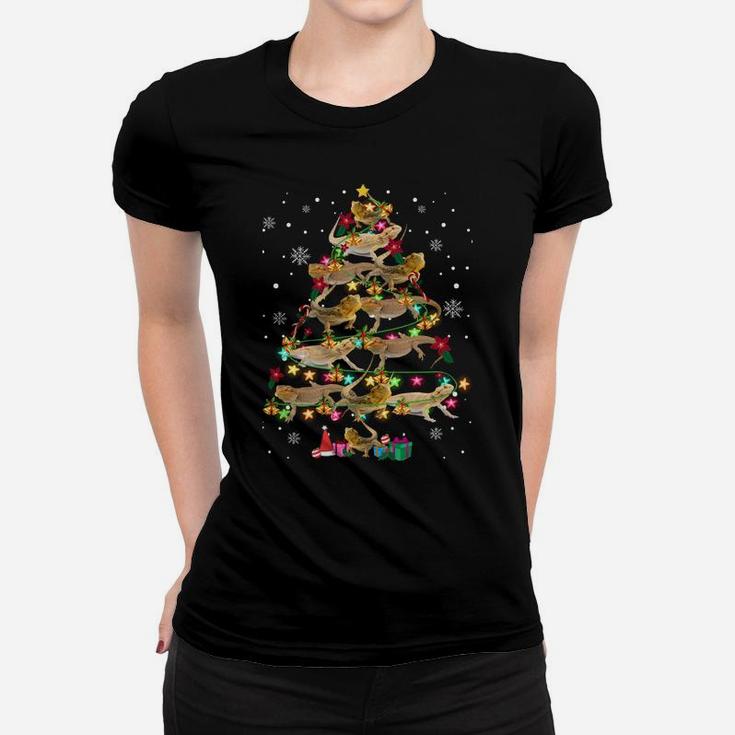Bearded Dragon Christmas Tree Funny Reptile Lover Xmas Gifts Sweatshirt Women T-shirt