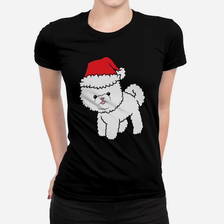 Bichon Frise Dog With Santa Hat Christmas Bichon Frise Sweatshirt Women T-shirt