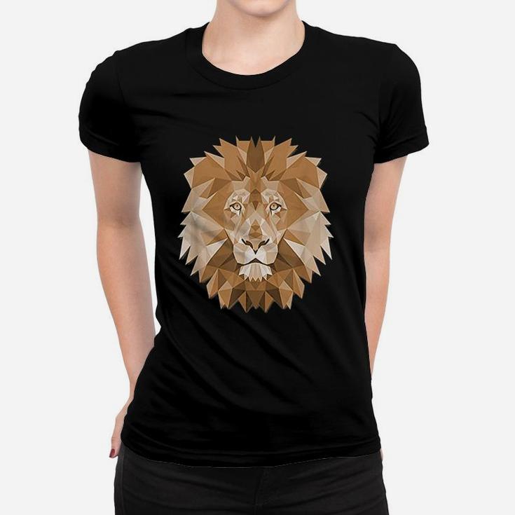 Big Lion Face Graphic Animal Polygon Women T-shirt