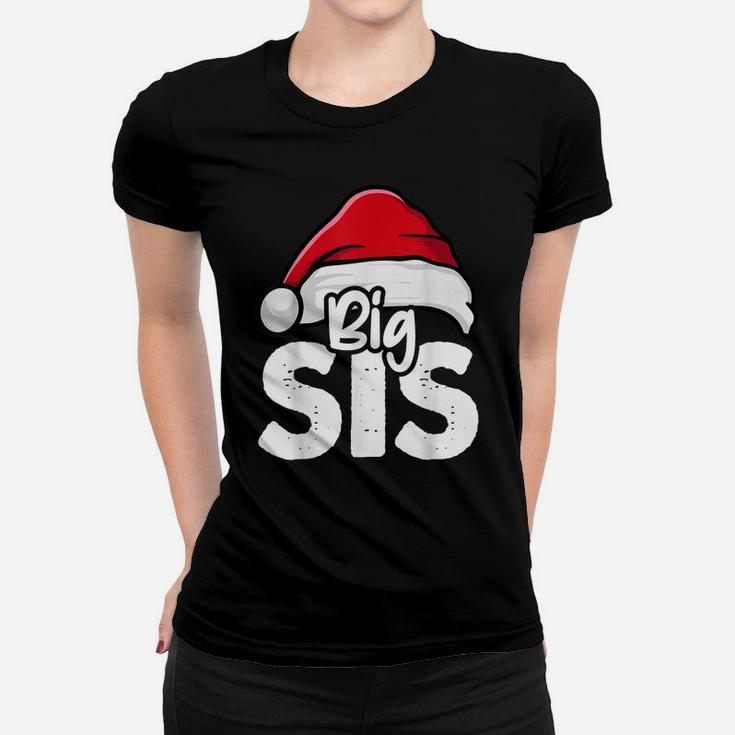 Big Sis Christmas Older Sister Santa Hat Girls X-Mas Pajama Women T-shirt
