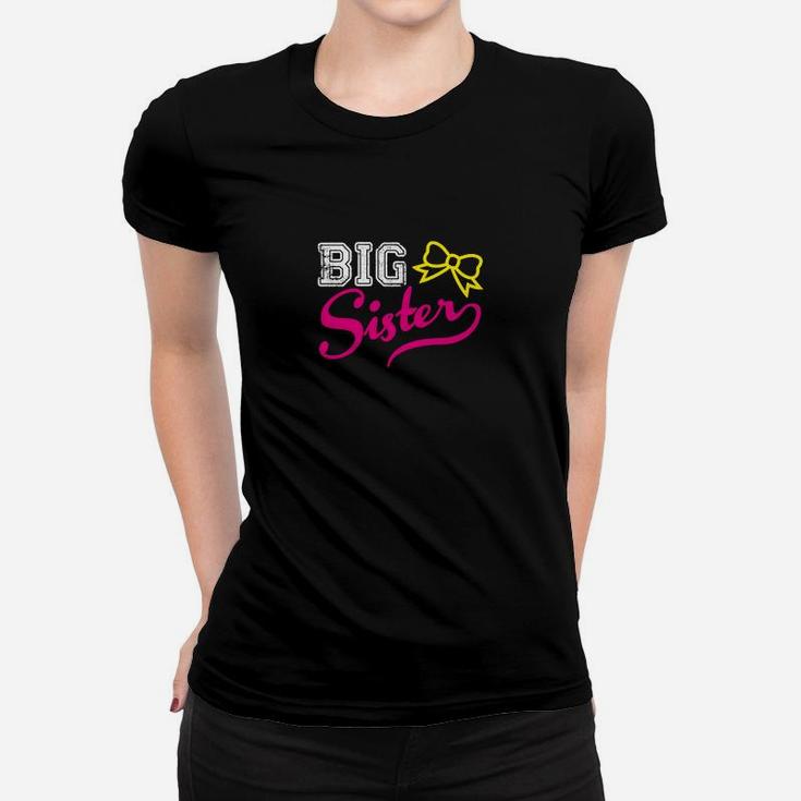 Big Sister Frauen Tshirt mit Schleifenmotiv, Schwarzes Mädchen-Frauen Tshirt