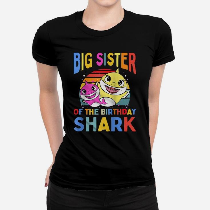 Big Sister Of The Birthday Shark Sis Matching Family Raglan Baseball Tee Women T-shirt