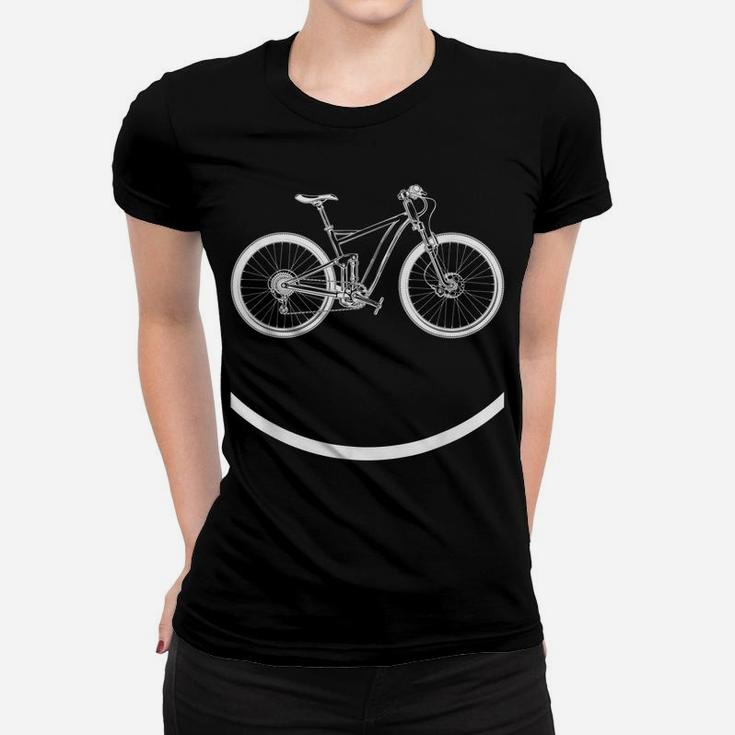 Bike Smiley Face Funny Mtb Cycling Gift Design Women T-shirt