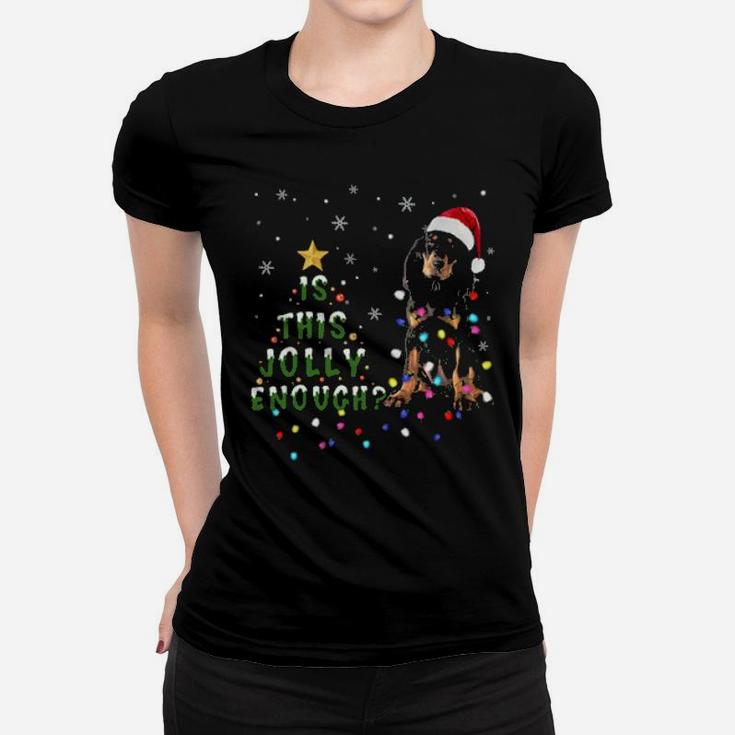 Black And Tan Coonhound Santa Women T-shirt