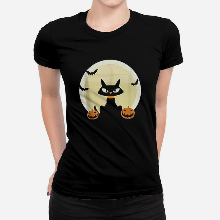 Black Cat And Full Moon Women T-shirt