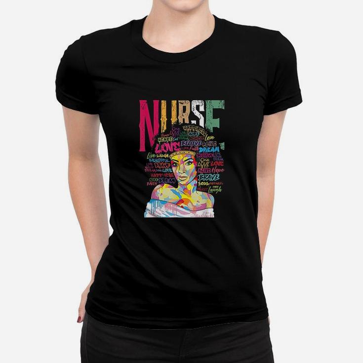 Black Woman Nurse Afro Retro Cool Black History Month Gift Women T-shirt