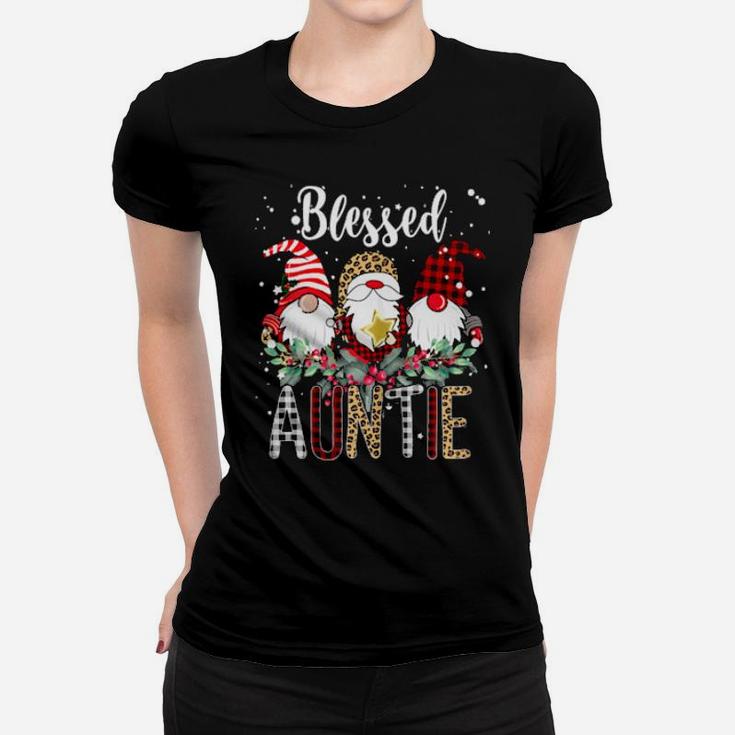 Blessed Auntie Three Gnomes Ugly Xmas Costume Women T-shirt