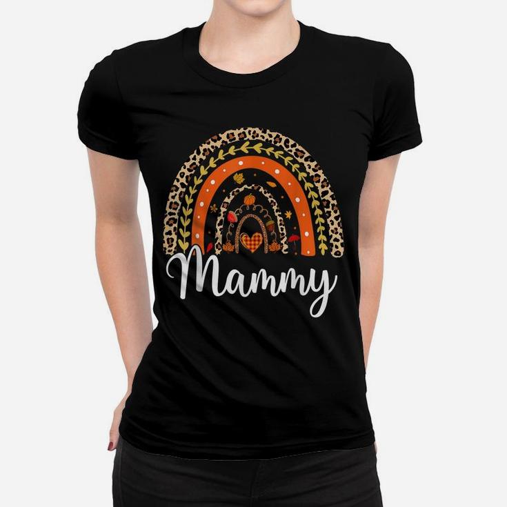 Blessed Mammy Funny Pumpkin Leopard Boho Rainbow Women T-shirt