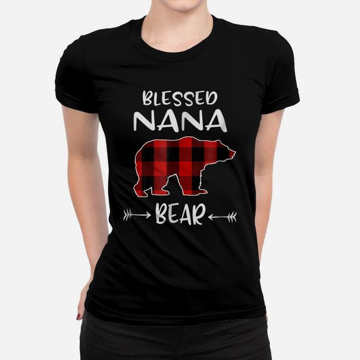 Blessed Nana Bear Shirt Primitive Buffalo Plaid Bear Shirt Women T-shirt