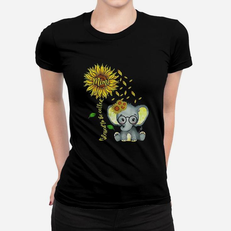 Blessed To Be Called Mimi Sunflower Elephant Women T-shirt