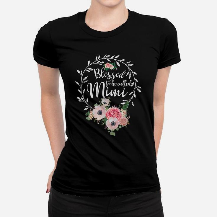 Blessed To Be Called Mimi Women Flower Decor Grandma Women T-shirt