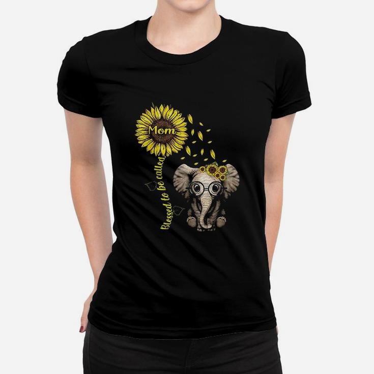 Blessed To Be Called Mom Sunflower Elephant Women T-shirt