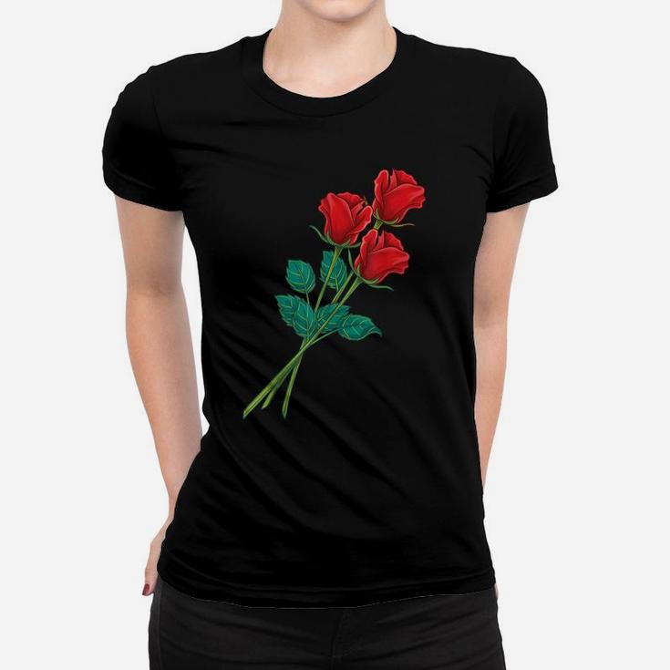 Blooming Red Rose Spring Floral Garden Flower Women T-shirt