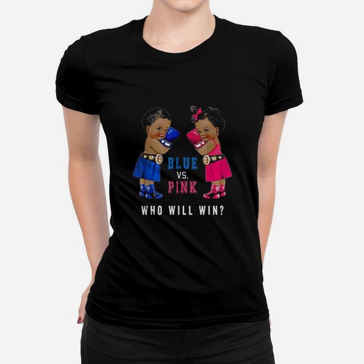 Blue Vs Pink Ethnic Boxing Babies Gender Reveal Women T-shirt