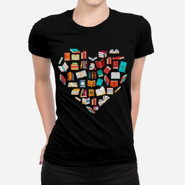 Book Lover Heart Shape Reading Club Librarian Bookworm Gift Women T-shirt
