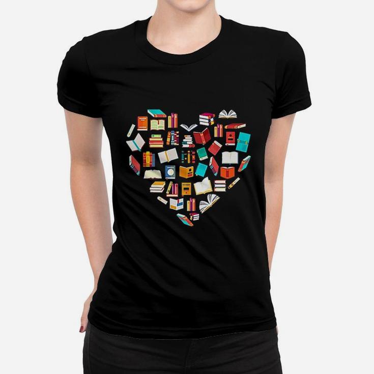 Book Lover Heart Shape Reading Women T-shirt