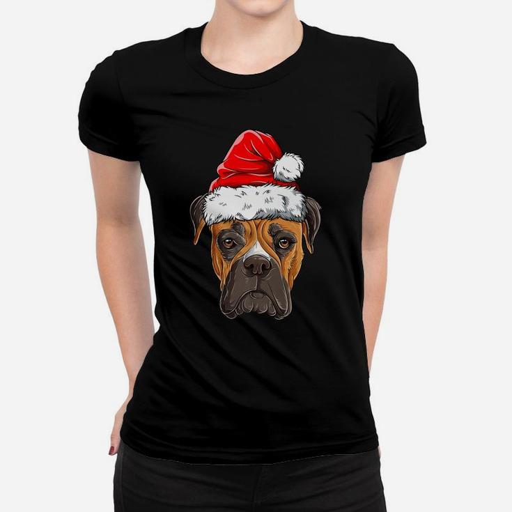 Boxer Christmas Dog Santa Hat Xmas Boys Kids Girls Gifts Women T-shirt