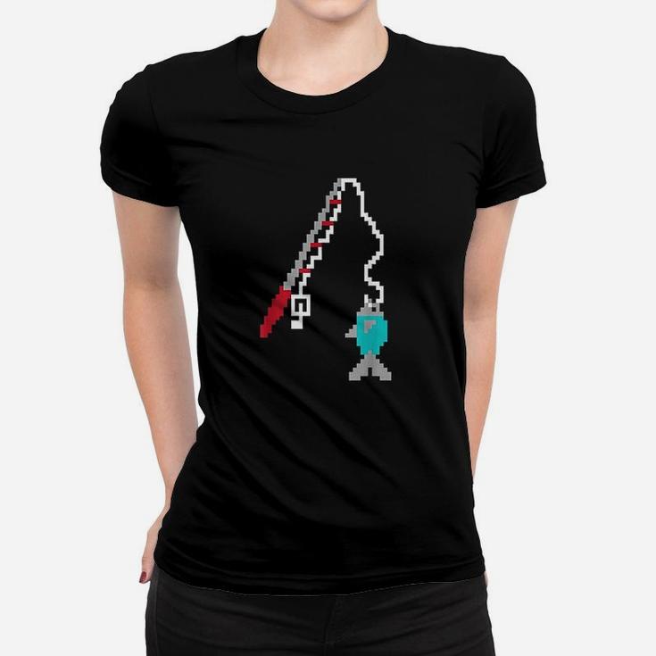 Boys Fishing Pixel Rod Fish Gamer Gift Gaming Women T-shirt