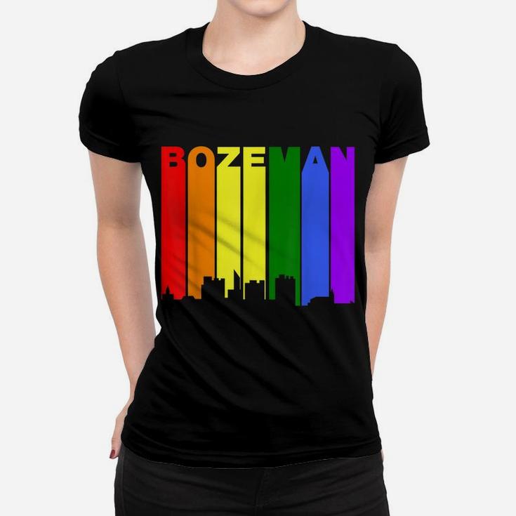 Bozeman Montana Lgbtq Gay Pride Rainbow Skyline Women T-shirt