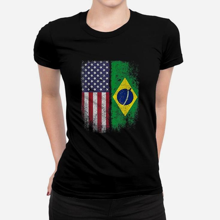 Brazil Usa Flag Brazilian American Women T-shirt