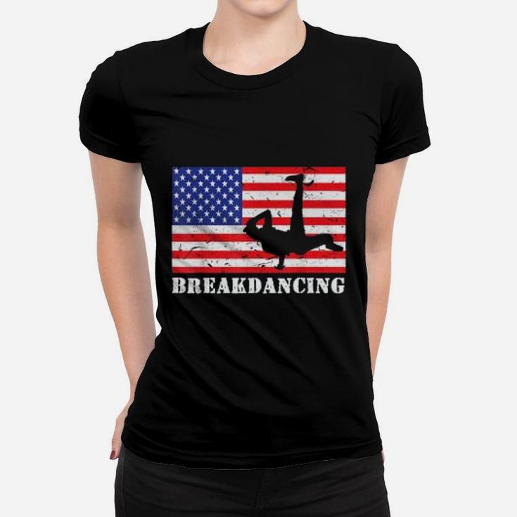 Breakdancing USA American Flag Hobby Gift Women T-shirt